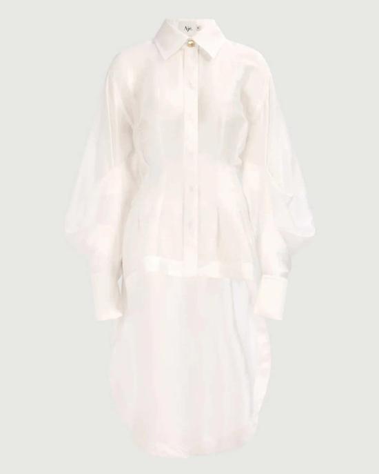  에이지 블라우스 아제 머피 롱셔츠 화이트
