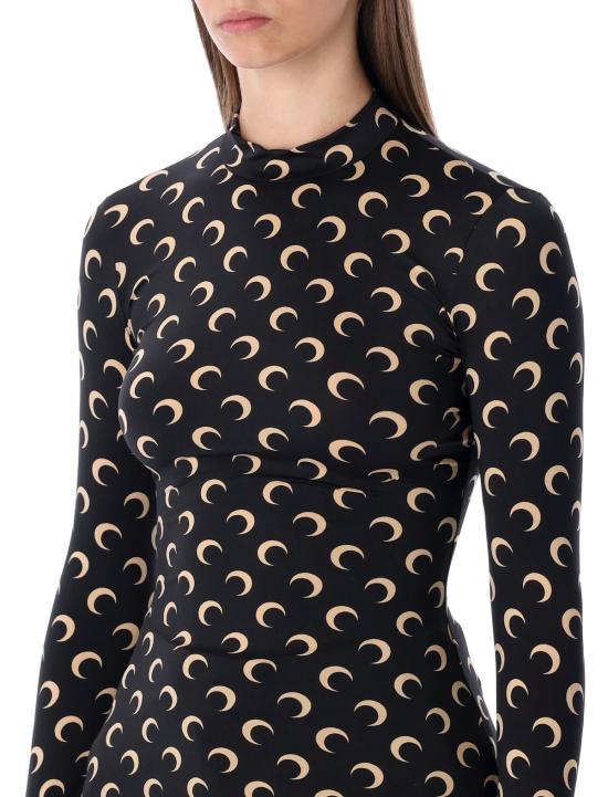  마린세르 긴팔 티셔츠 마린 세르 문 올 오버 슬림 탑 블랙/문 탄 - MARINE SERRE