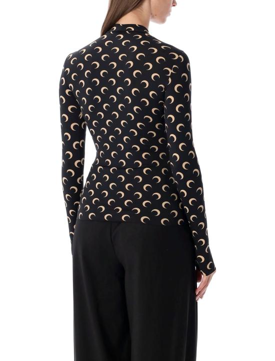  마린세르 긴팔 티셔츠 마린 세르 문 올 오버 슬림 탑 블랙/문 탄 - MARINE SERRE