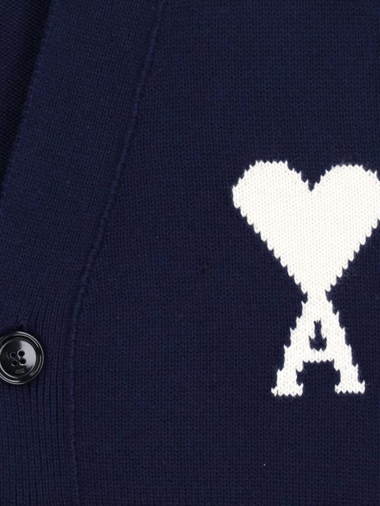 26SS 아미 울 드 하트 가디건 UKC380 KN0156 A116 Blue - AMI