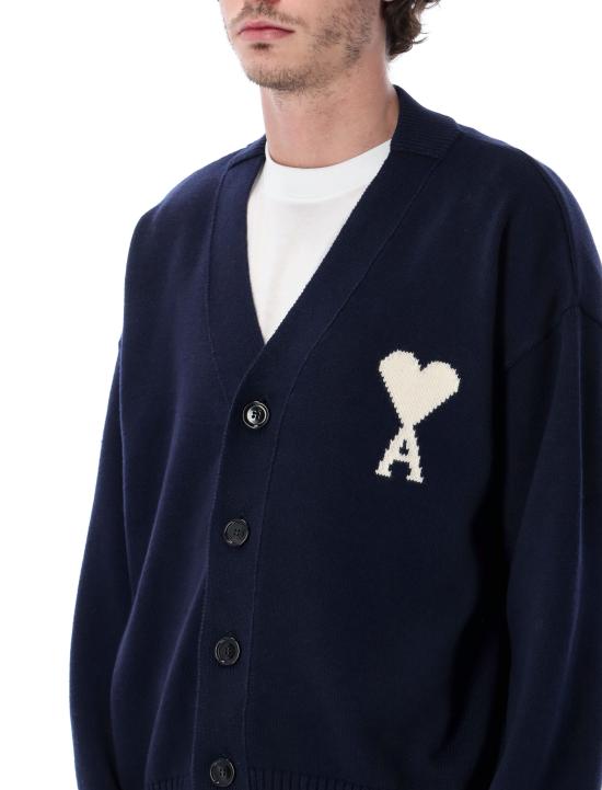 26SS 아미 울 드 하트 가디건 UKC380 KN0156 A116 Blue - AMI
