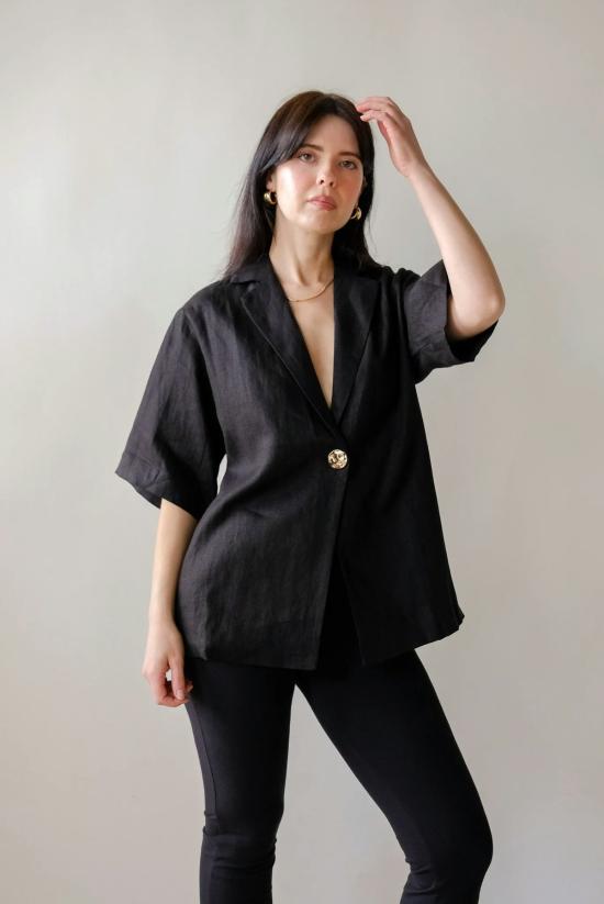  a. ren 블라우스 A. 렌 윈슬렛 탑 블랙