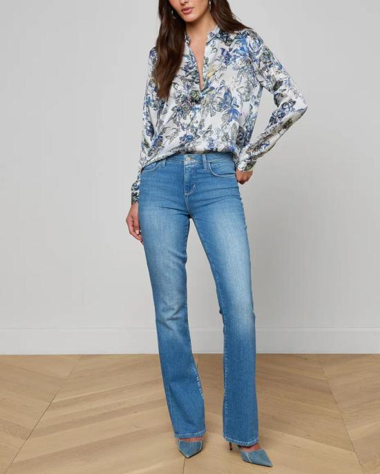  라장스 블라우스 타일러 긴팔  그레이 멀티 수채화 나비 - L'AGENCE