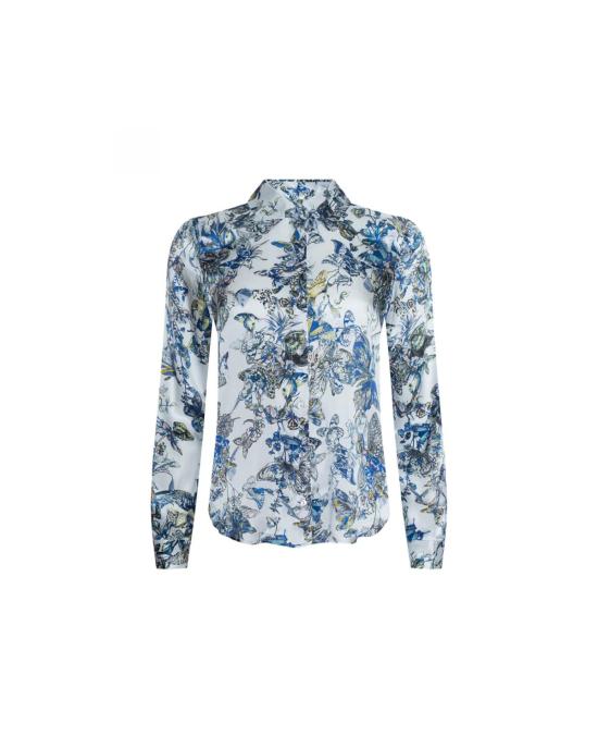  라장스 블라우스 타일러 긴팔  그레이 멀티 수채화 나비