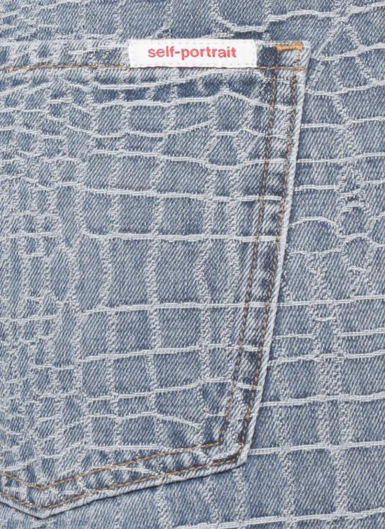 26SS 셀프 포트레이트 데님 팬츠 SS26804PBL CROC EFFECT STRAIGHT LEGBLUE Blue - SELF PORTRAIT