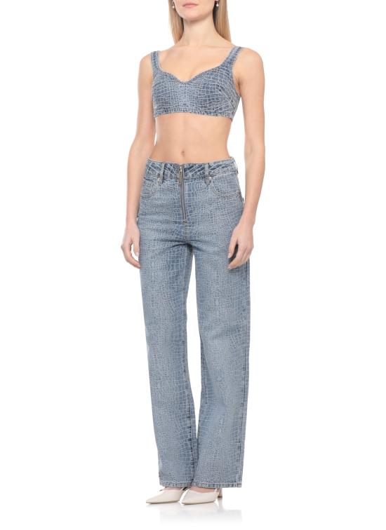 26SS 셀프 포트레이트 데님 팬츠 SS26804PBL CROC EFFECT STRAIGHT LEGBLUE Blue - SELF PORTRAIT