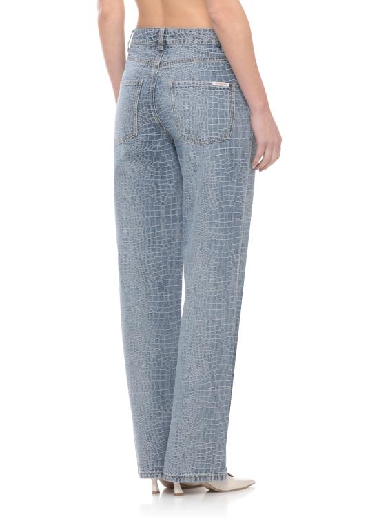 26SS 셀프 포트레이트 데님 팬츠 SS26804PBL CROC EFFECT STRAIGHT LEGBLUE Blue - SELF PORTRAIT