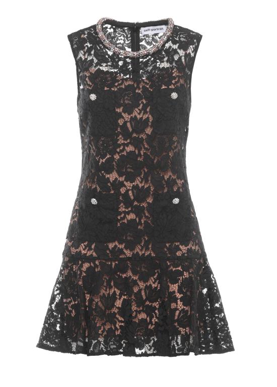 26SS 셀프 포트레이트 숏 원피스 SS26164SBB BLACK LACE CRYSTALBLACK Black