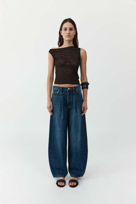  세인트아그니 민소매 티셔츠 세인트 아그니 파인 저지 비대칭 탑 - ST.AGNI