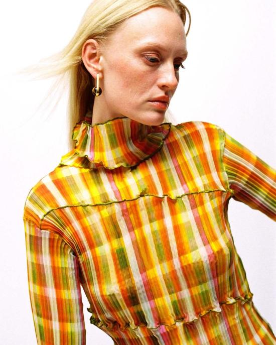  줄리아 호이어 블라우스 라세 플리츠 탑 타렉