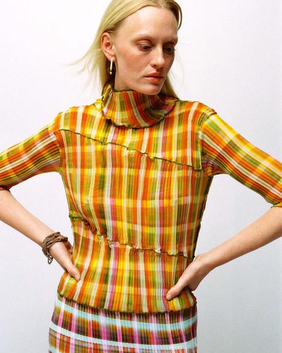  줄리아 호이어 블라우스 라세 플리츠 탑 타렉 - JULIA HEUER