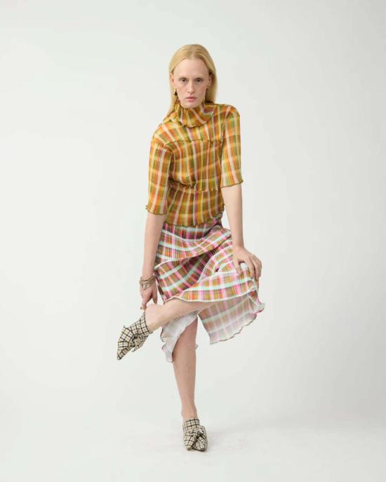  줄리아 호이어 블라우스 라세 플리츠 탑 타렉 - JULIA HEUER