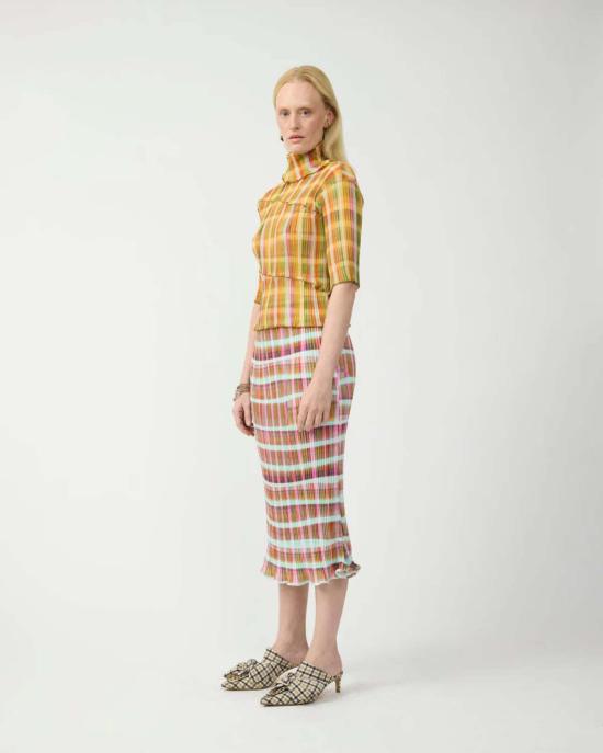  줄리아 호이어 블라우스 라세 플리츠 탑 타렉 - JULIA HEUER