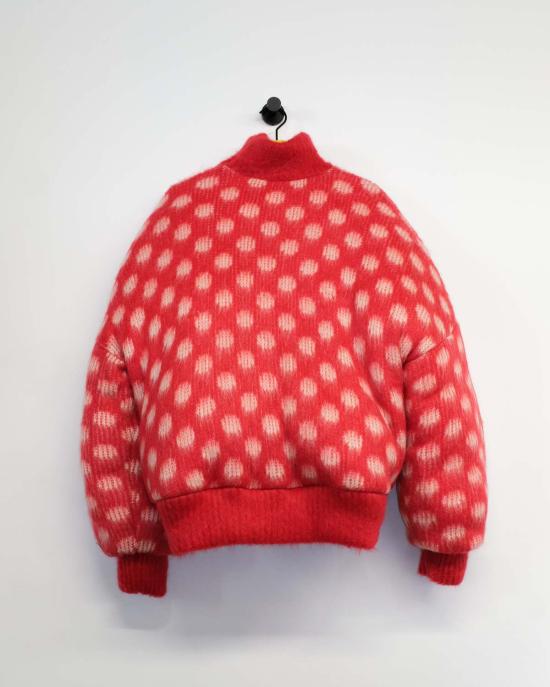  마르니 자켓 마니 도트 무늬 모헤어 퍼프 점퍼 - MARNI