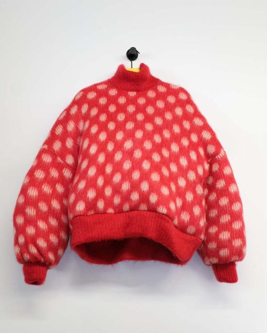  마르니 자켓 마니 도트 무늬 모헤어 퍼프 점퍼 - MARNI