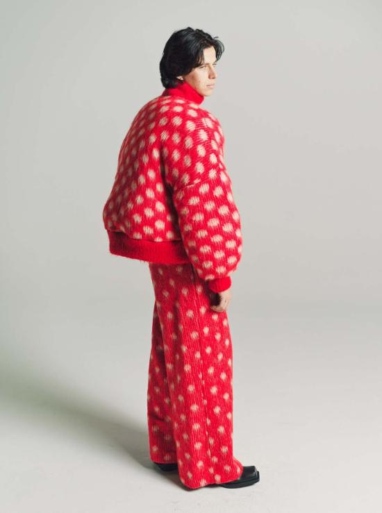  마르니 자켓 마니 도트 무늬 모헤어 퍼프 점퍼 - MARNI