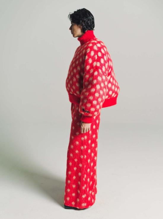  마르니 자켓 마니 도트 무늬 모헤어 퍼프 점퍼 - MARNI