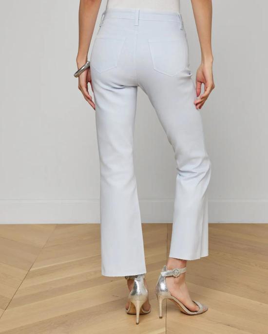  라장스 데님 팬츠 켄드라 H/R 크롭 플레어 진 페일 미스트 블루 코팅 - L'AGENCE