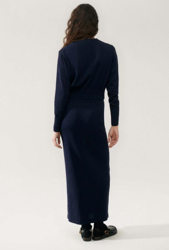  실크 런드리 롱 스커트 니트 스트레이트 스커트 미드나잇 - SILK LAUNDRY