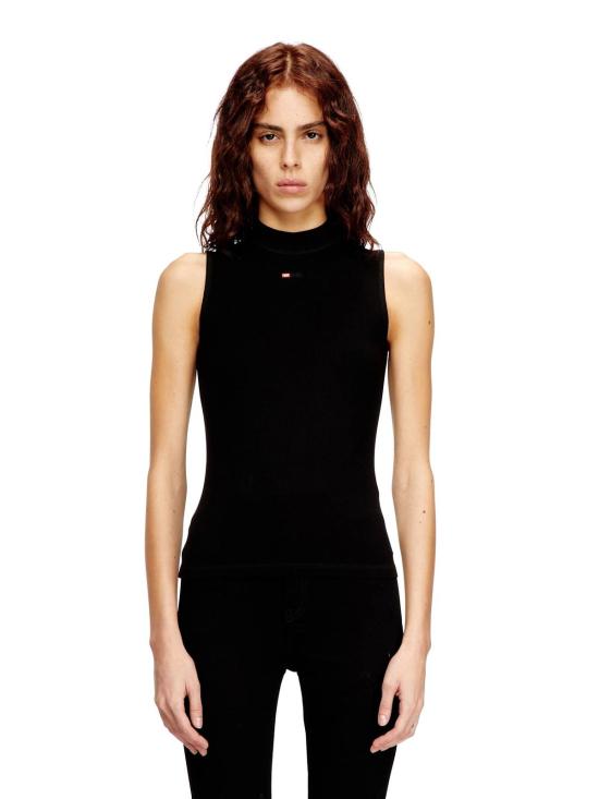  디젤 민소매 티셔츠 T 모키 SL 마이크로디브 스트레치 비스코스 탱크탑 블랙 - DIESEL