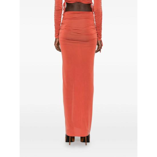 26SS 발망 롱 스커트 GF0LE700 JJ77 3GM ORANGE - BALMAIN