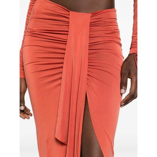 26SS 발망 롱 스커트 GF0LE700 JJ77 3GM ORANGE - BALMAIN