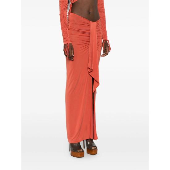 26SS 발망 롱 스커트 GF0LE700 JJ77 3GM ORANGE - BALMAIN