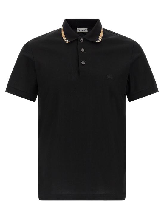 26SS 버버리 체크 트리밍 코튼 폴로셔츠 8126949BLACK Black