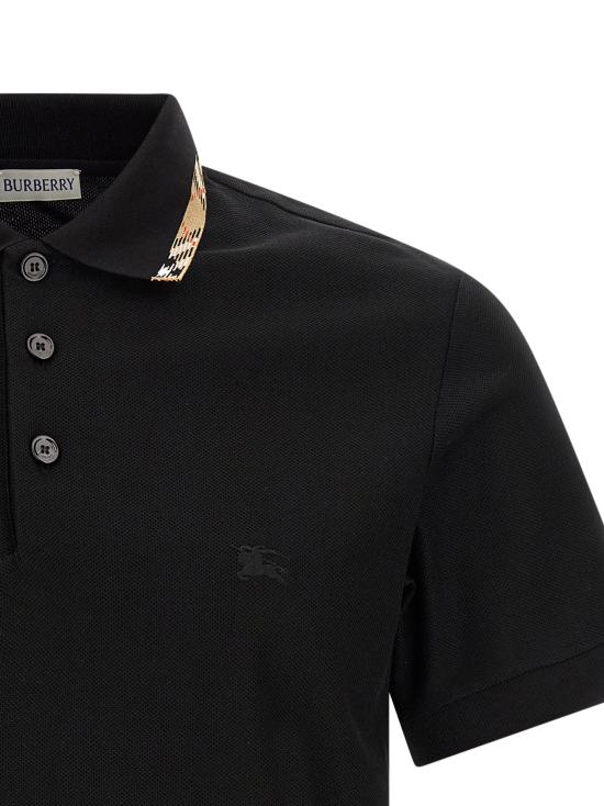 26SS 버버리 체크 트리밍 코튼 폴로셔츠 8126949BLACK Black - BURBERRY