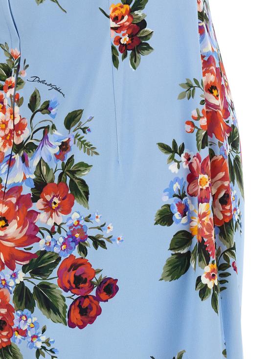 26SS 돌체앤가바나 플라워 부케 프린트 드레스 F612STFSA8PHC5ZO Light Blue - DOLCE & GABBANA