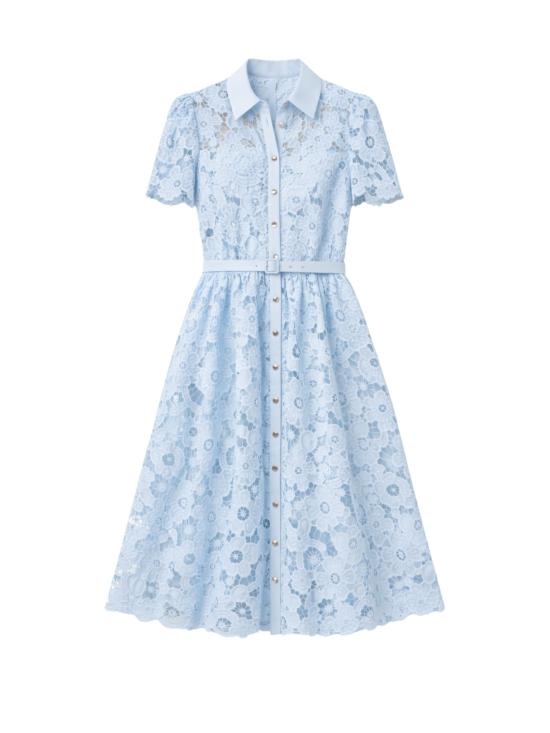 26SS 셀프 포트레이트 미디 원피스 AC26024MBL BLUE Clear Blue