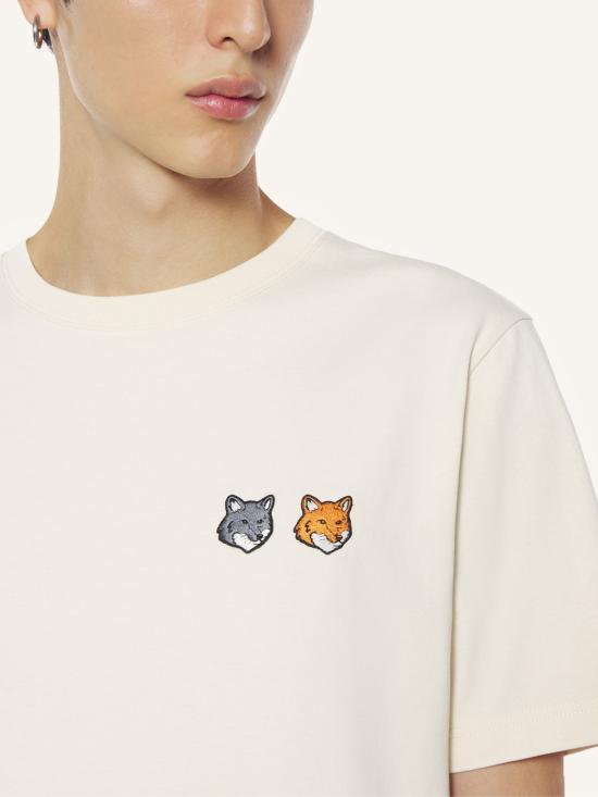 26SS 메종키츠네 더블 폭스 헤드 컴포트 티셔츠 OM011CFKJ7025 P702 White - MAISON KITSUNE