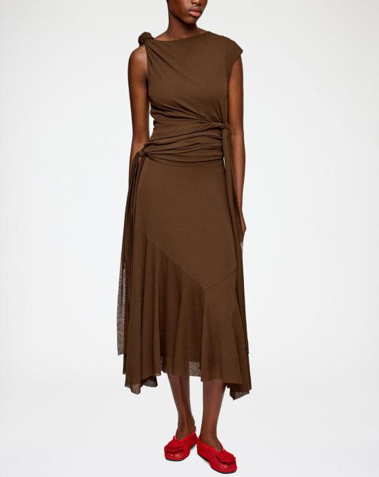 26SS 가니 미디 원피스 A1030487 ZWX DEMITASSE Brown - GANNI