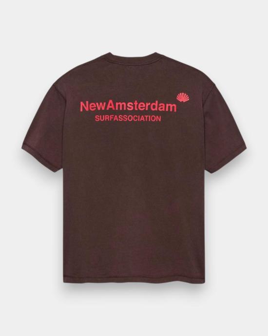 26SS 뉴 암스테르담 서프 어쏘시에이션 반팔 티셔츠 2601064001 WALNUT DEEP RED Walnut deep red - NEW AMSTERDAM SURF ASSOCIATION