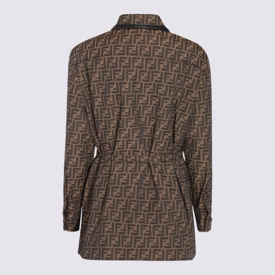  펜디 자켓 코튼 블렌드 캐주얼 재킷 토바코 - FENDI