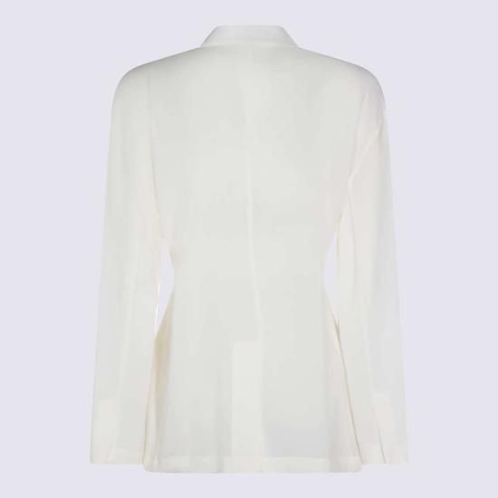  브루넬로 쿠치넬리 수트 자켓 Brunello Cucinelli 화이트 실크 블레이저 - BRUNELLO CUCINELLI