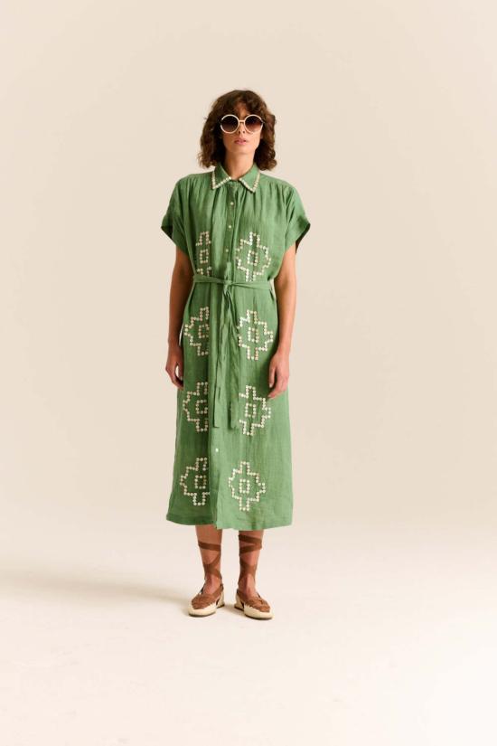  캐롤리나 케이 롱 원피스 캐롤라이나 K 발레리 카프탄 그린 리프