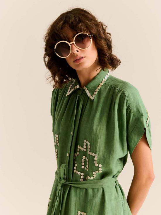  캐롤리나 케이 롱 원피스 캐롤라이나 K 발레리 카프탄 그린 리프 - CAROLINA K