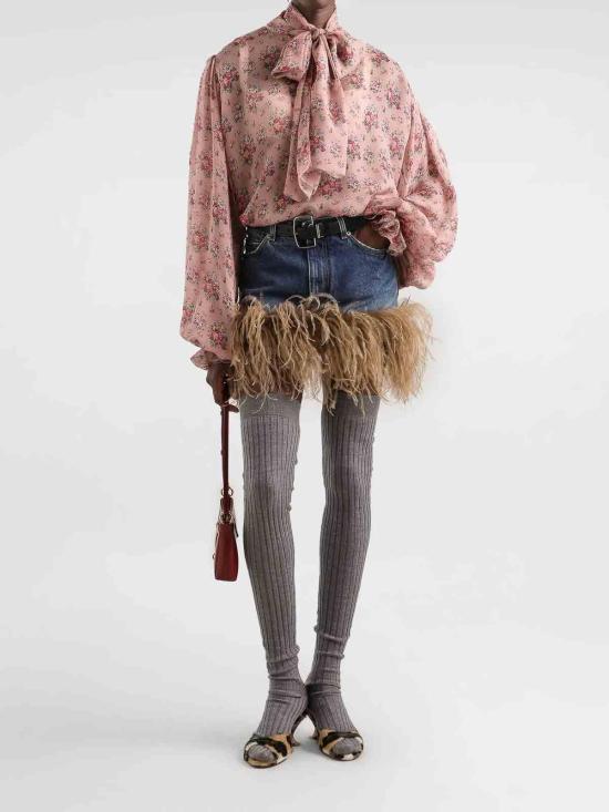 26SS 돌체앤가바나 스몰 플라워 프린트 쉬폰 탑 F7BL0TIS10FHF5XK - DOLCE & GABBANA