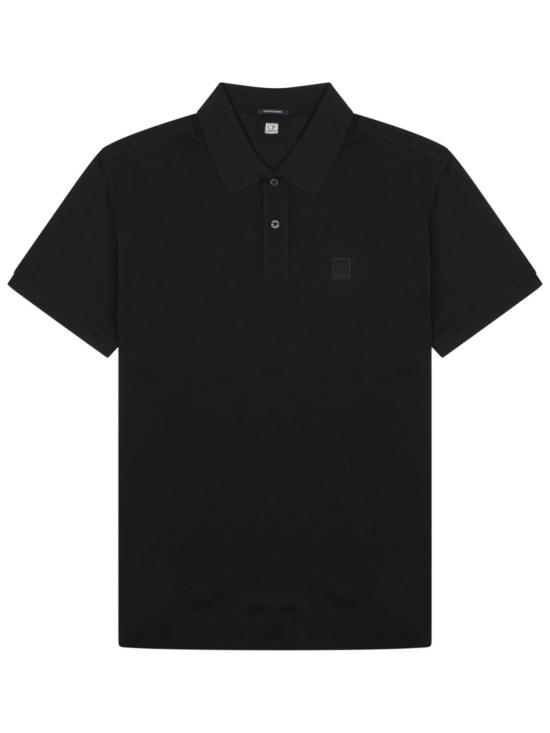  씨피 컴퍼니 폴로 티셔츠 C.P. 컴퍼니 폴로 콘 로고 폴로 셔츠 블랙