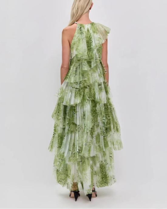  에이지 롱 원피스 아제 웨슬린 가운 올리브 네이티브 플로럴 - AJE