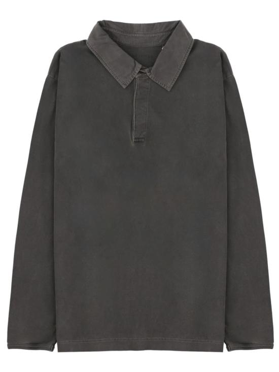  선플라워 폴로 티셔츠 폴로 헤비 저지 럭비 폴로 셔츠 블랙