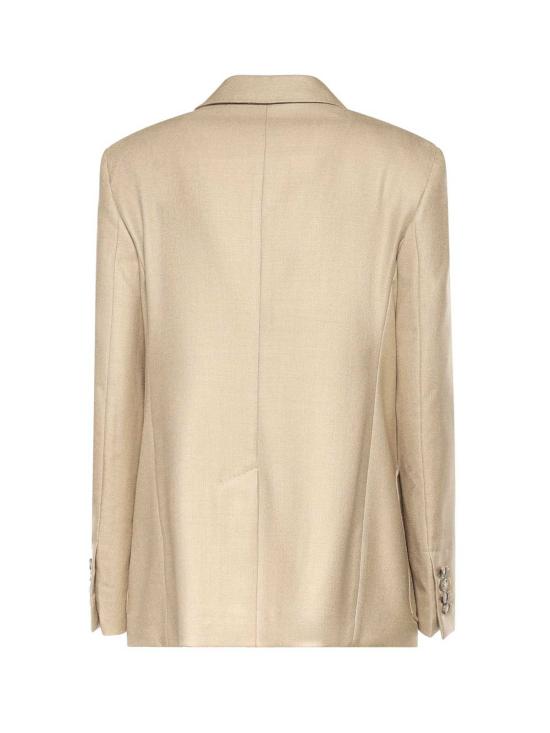  막스마라 수트 자켓 막스 마라 싱글 브레스트 울/실크 캔버스 블레이저 샌드 - MAX MARA