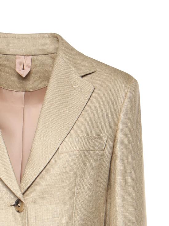  막스마라 수트 자켓 막스 마라 싱글 브레스트 울/실크 캔버스 블레이저 샌드 - MAX MARA