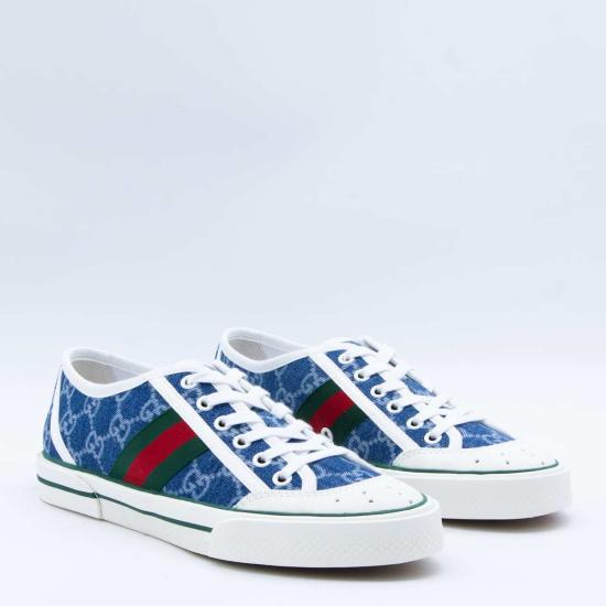  구찌 스니커즈 화이트/블루 가죽 - GUCCI