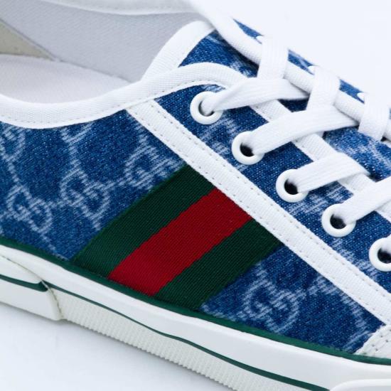  구찌 스니커즈 화이트/블루 가죽 - GUCCI