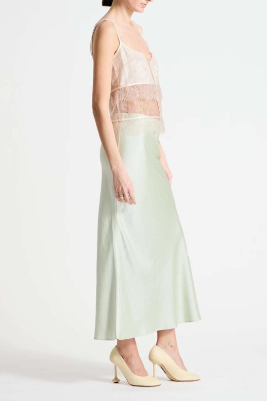  세인트 아트 뉴욕 롱 스커트 탈리아 샤르뫼즈 맥시 스커트 제이드 - SAINT ART NEW YORK