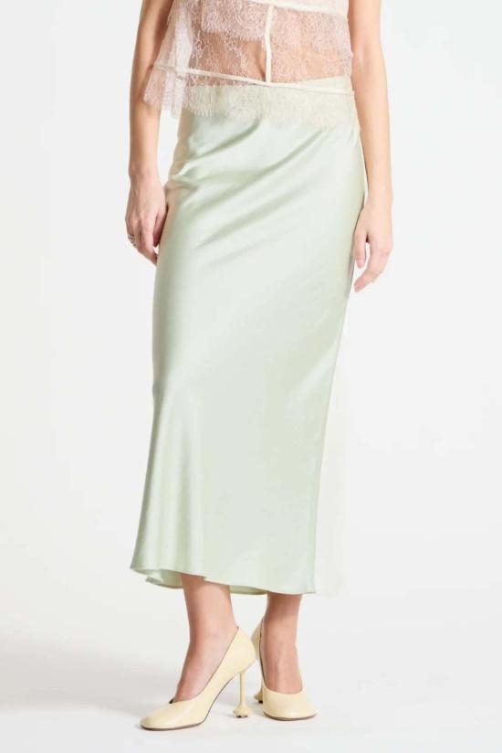  세인트 아트 뉴욕 롱 스커트 탈리아 샤르뫼즈 맥시 스커트 제이드