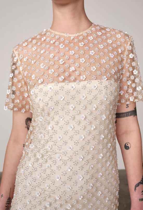  비르기테 허스카인드 숏 원피스 허스킨드 바벨 드레스 크림 - BIRGITTE HERSKIND