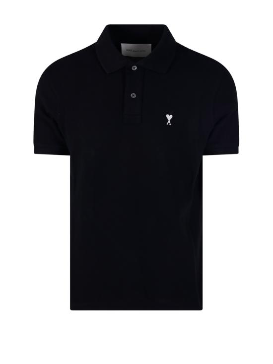 26SS 아미 스몰 하트 로고 폴로 티셔츠 HPL411 760 045 BLACK WHITE CREAM